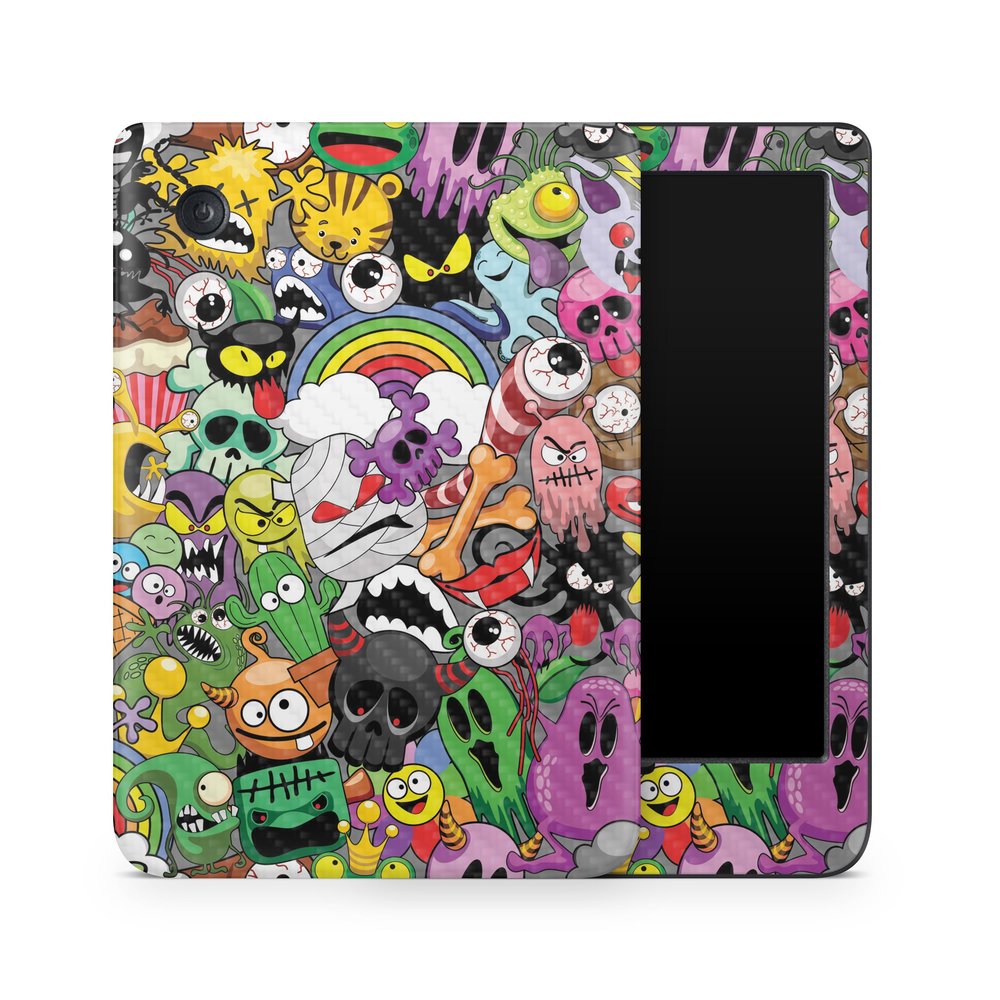 Carbon Fiber E-Reader Skin Compatible with Kobo Clara Colour (2024) - Monster Mash - Premium 3M Vinyl Protective Wrap Decal Cover - Easy to Apply | Crafted in The USA by MightySkins