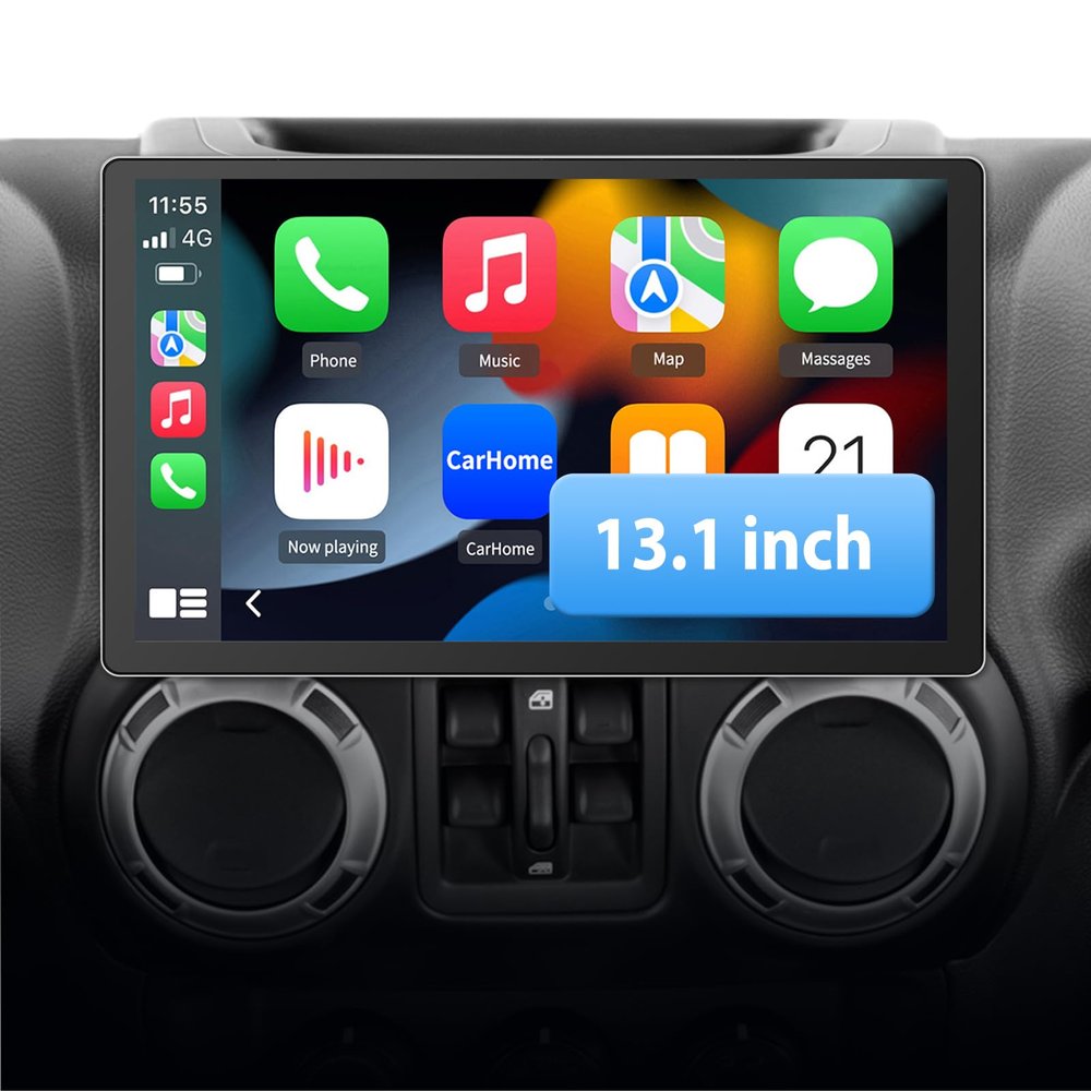 13.1 inch Car Stereo for Jeep Wrangler JK Compass Patriot/Chrysler/Dodge RAM Charger, Android 13 Touch Screen Radio with Bluetooth GPS Wireless CarPlay Andriod Auto AM/FM DSP [2GB+32GB]
