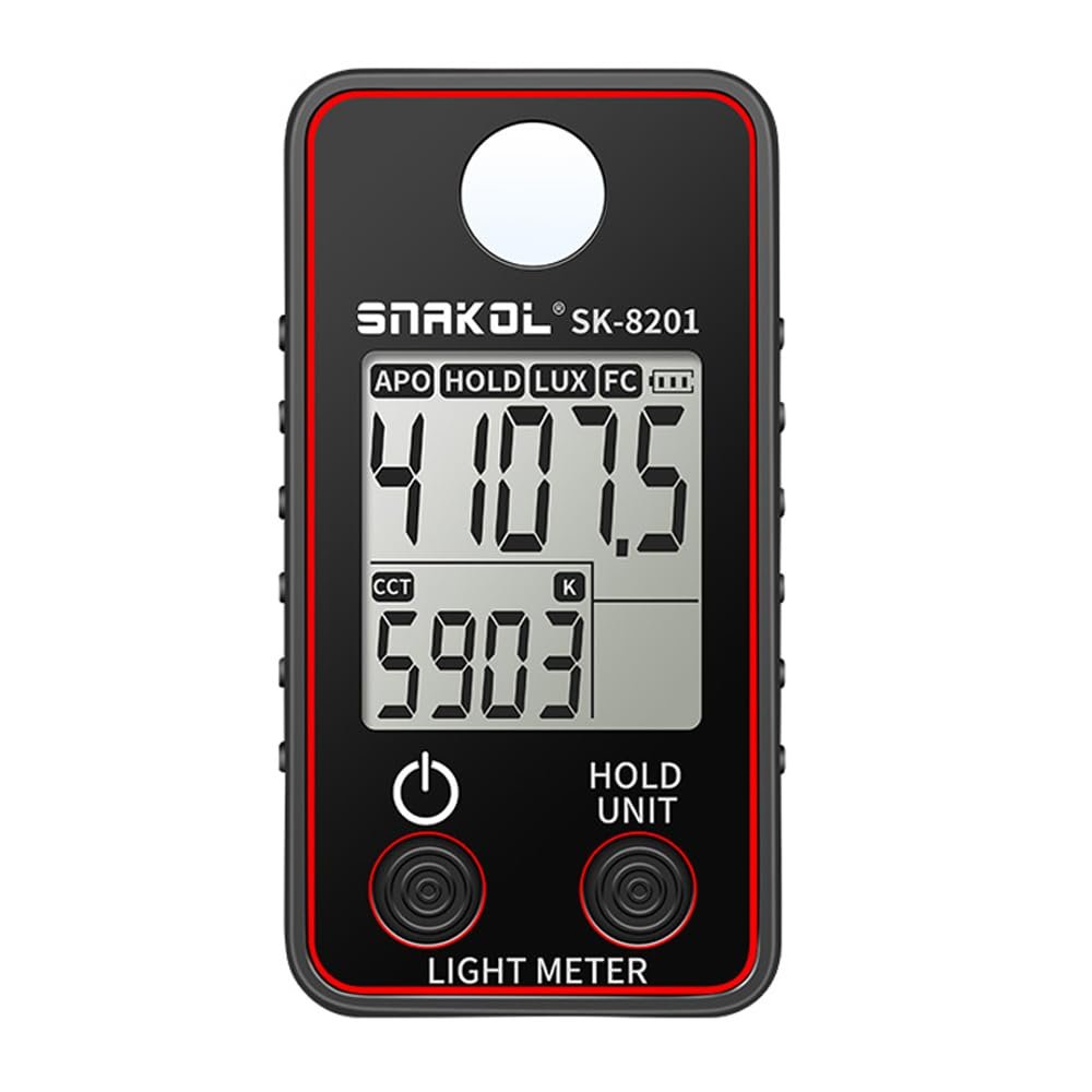 BSEWO Illuminance Meter,Color Temperature Tester High Precise Illuminance Meter 0.5-300000LUX LED Illumination Test Meter Photographic Luminance Measuring Device(Panel Color red and Blue Random)