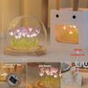 (20 Flower) Assembled Tulip Lamp Night Light with Glass Dome, Cool Handmade Artificial Flower Table Lamp Bedroom Desk Decoration for Women Girlfriend Sister Besties Birthday Christmas Gift (Purple) view 2
