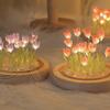(20 Flower) Assembled Tulip Lamp Night Light with Glass Dome, Cool Handmade Artificial Flower Table Lamp Bedroom Desk Decoration for Women Girlfriend Sister Besties Birthday Christmas Gift (Purple) view 4