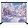 CHNYWORK 12x10ft Pink Christmas Village Backdrop Christmas Tree Gingerbread House Candy House Winter Snowy Landscape Background Xmas Eve New Year Kids Birthday Party Decor Portrait Photo Booth Props view 4