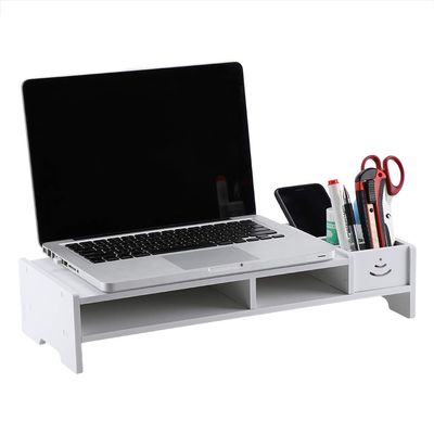 PZLVAME Computer Monitor Riser, Desktop Monitor Stand Desk Organiser DIY Stand Storage Space with Pockets Storage Cases for Home Office, White (48.1 20 10cm)