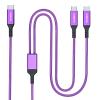 100W 2-in-1 USB-C Cable 4FT Purple, Dual USB C 5A Fast Charging, Splitter Multi USB Type C Charge for MacBook Air, iPhone 15 Plus/Pro Max, iPad Pro, Samsung Galaxy S24 S23, Tab S9, Lenovo, Dell Laptop view 1