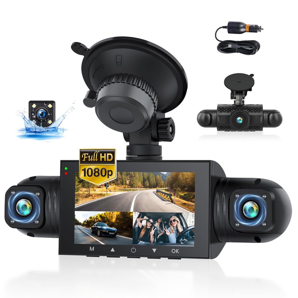 360 Degree View 4 Channel Dash Cam for Cars,Dash Cam Car Camera Front and Rear Inside Left Right for Cars,3 inch Dashcams with IR Night Vision,Loop Recording,G-Sensor,24H Parking Mode Monitor