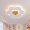 TRUWELLA LED Ceiling Light Fixture 15.7in Dimmable Flower Shape Wooden Nursery Light with Remote for Kids Room, Bedroom, Living Room view 1