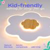 TRUWELLA LED Ceiling Light Fixture 15.7in Dimmable Flower Shape Wooden Nursery Light with Remote for Kids Room, Bedroom, Living Room view 2