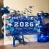 LTDKAEN 2026 Happy New Year Backdrop New Year Photography Party Banner Blue and Silver Balloon New Years Eve Photo Props(86FT) view 2