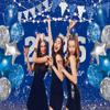 LTDKAEN 2026 Happy New Year Backdrop New Year Photography Party Banner Blue and Silver Balloon New Years Eve Photo Props(86FT) view 3