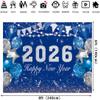 LTDKAEN 2026 Happy New Year Backdrop New Year Photography Party Banner Blue and Silver Balloon New Years Eve Photo Props(86FT) view 4