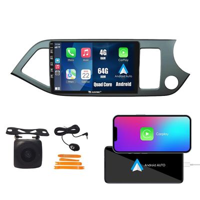 4G+64G CarPlay Android Auto Navigation Stereo GPS Radio Reverse Camera Display 9" IPS Touchscreen Headunit Tablet Pad Media Player for Kia Picanto Morning 2011-2016 RHD, if Applicable Quad Core