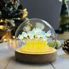 (20 Flower) Assembled Tulip Lamp Night Light with Glass Dome, Cool Handmade Artificial Flower Table Lamp Bedroom Desk Decoration for Women Girlfriend Sister Besties Birthday Gift Unique (Blue) view 1