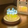(20 Flower) Assembled Tulip Lamp Night Light with Glass Dome, Cool Handmade Artificial Flower Table Lamp Bedroom Desk Decoration for Women Girlfriend Sister Besties Birthday Gift Unique (Blue) view 2