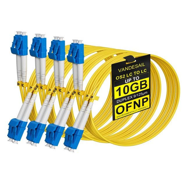 VANDESAIL OS2 LC to LC Fiber Patch Cable,OFNP Singlemode Fiber Optic Cable 1G/10GB SMF Duplex Jumper Patch Cord 9/125m for SFP+ Transceiver-1m(3.28FT) 4Pack