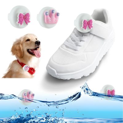 2 Pack Tracker Holder for Kids Shoelaces,Hidden Wear Resistant Silicone Tags Case Cover for Children Shoes Shoestring Accessories for Toddler Child Pet (Crown+Bow)
