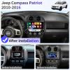 [2G+64G] Car Radio for Jeep Compass Patriot 2010-2016 Dual Knob Stereo with Wireless CarPlay/Android Auto 10.1 inch Touch Screen Head Unit Android 13.0 with BT/WiFi/DSP/GPS/SWC/RDS/FM/Backup Camera view 2