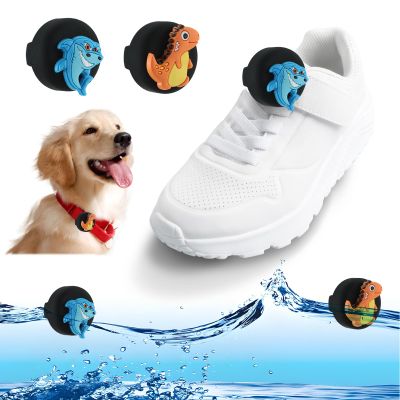 2 Pack Tracker Holder for Kids Shoelaces,Hidden Wear Resistant Silicone Air Tags Case Cover for Children Shoes Shoestring Accessories for Toddler Child Pet (Shark+Dinosaurs)