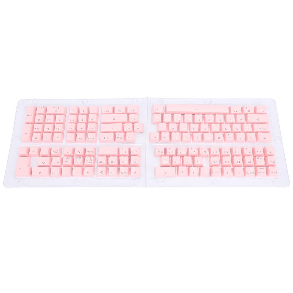 132 Keys French Mechanical Keyboard Keycaps, with Light Transmitting Keycaps for Backlit Keyboards, ABS Material, Suitable for 61 64 68 84 87 96 98 100 104 108 Keyboards (Roseate)