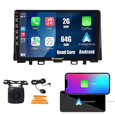 Kunfine Car CarPlay Android Auto Navigation Stereo GPS Radio Reverse Camera Display 9" IPS Touchscreen Headunit Tablet Pad Media Player for Kia Rio 2018-2023, if Applicable Quad Core 2G+64G