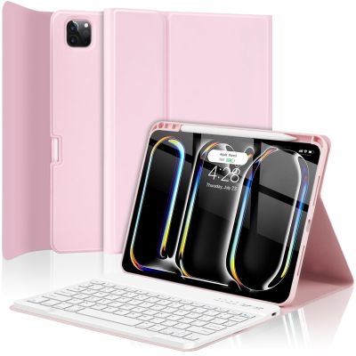 TQQ for iPad Pro 11-inch Case with Keyboard (M5 2025 / M4 2024), iPad Pro 11" (5th Generation) Keyboard Case - Magnetic Wireless Detachable Keyboard Cover with Pencil Holder (Pink)