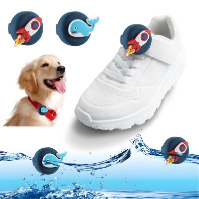 2 Pack Tracker Holder for Kids Shoelaces,Hidden Wear Resistant Silicone Air Tags Case Cover for Children Shoes Shoestring Accessories for Toddler Child Pet (Whale+Rocket)