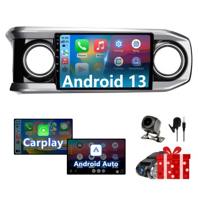 Android 13 Car Stereo Head Unit Compatible with Toyota Tacoma 2016-2023, Touch Screen Car Radio with Wireless CarPlay&Android Auto, GPS/FM/WiFi/Bluetooth, 1080P Reverse Camera, SWC (Silver, 10 Inch)