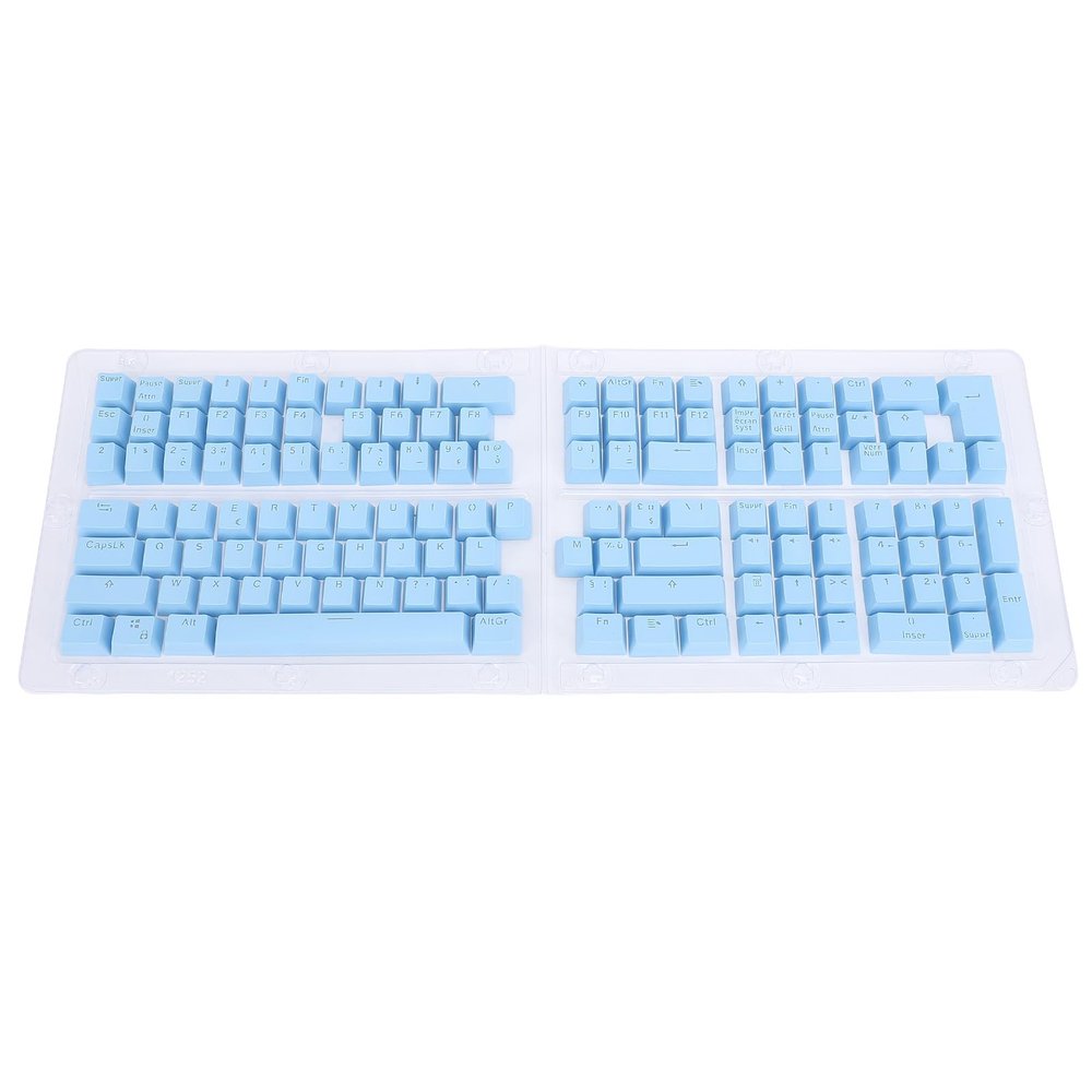 132 Keys French Mechanical Keyboard Keycaps, with Light Transmitting Keycaps for Backlit Keyboards, ABS Material, Suitable for 61 64 68 84 87 96 98 100 104 108 Keyboards (Blue)