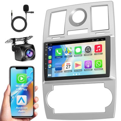 Android 13 Car Radio for Jeep Chrysler 300 300C 2004-2011 with Wireless Carplay&Android Auto Head Unit, 9 Inch 4+64GB Car Stereo with GPS Voice Control WiFi Bluetooth 5.2 EQ DSP FM Radio Backup Camera