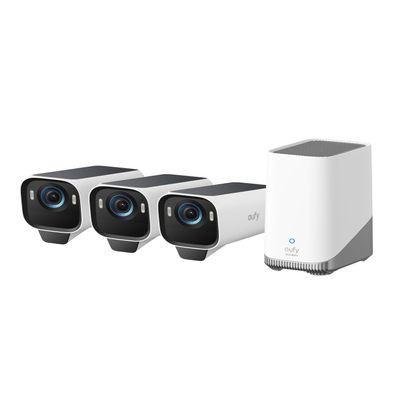 eufy Security eufyCam S3 Pro 3-Cam Kit, Solar Camera Outdoor Wireless, MaxColor Night Vision, 4K Security Camera with Solar Panel, Face Recognition AI, Expandable Local Storage, No Monthly Fee