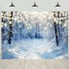 10x8ft Winter Forest Backdrop Wonderland Snow Scenery Glitter Dots Snowflake Photography Background Kids Adults Family Portraits Home Decorations Banner Photo Studio Props view 1