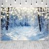10x8ft Winter Forest Backdrop Wonderland Snow Scenery Glitter Dots Snowflake Photography Background Kids Adults Family Portraits Home Decorations Banner Photo Studio Props view 3