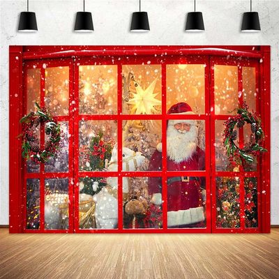 10X10ft Christmas Store Santa Claus Photo Backdrop Photography Background, Xmas Winter Gifts Backdrops Photo Booth Prop Decorations Wall Decor Banner Tablecloth
