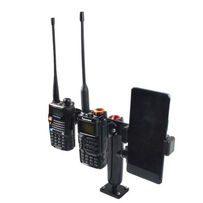 Universal Walkie-Talkie and CB Mic Holder, Cellphone GPS Bracket with Adhesive Back and Pre Drill Holes with Self-Tapping Screw for Yaesu Baofeng Kenwood Quansheng Midland Motorola