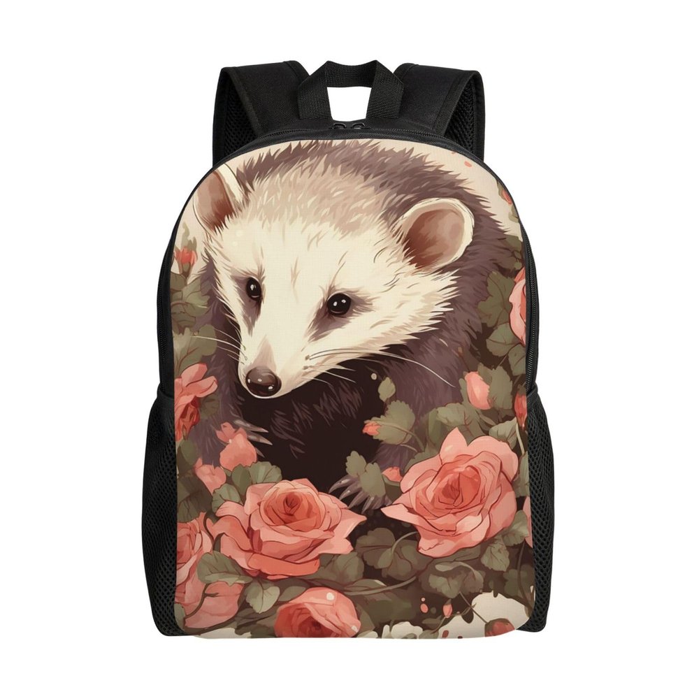 DJUETRUI Backpack for Men Women Lightweight Travel Backpack Opossum and Roses Carry On Backpack Laptop Backpack Casual Daypack