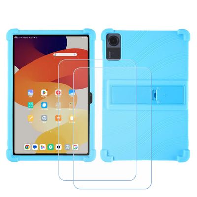 BMPNLSZ TPU Cover for Blackview Tab 90 WiFi + 2 HD Tempered Glass, Silicone Shell Bumper Protective Back Case - 9 Hardness Anti-Scratch Screen Protector (10,92") - TBlue