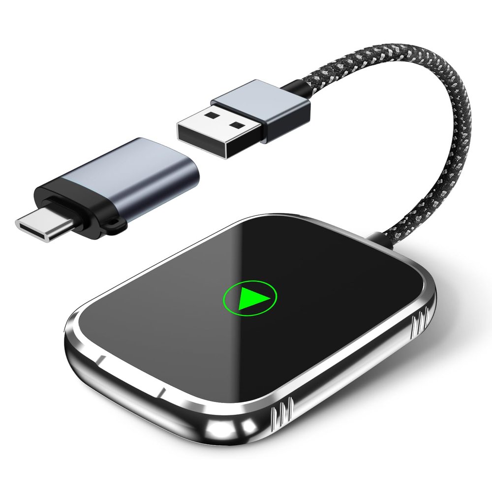 Wireless CarPlay Adapter for Apple iPhone, Android Auto Adapter, 2 in 1 Car Play Dongle