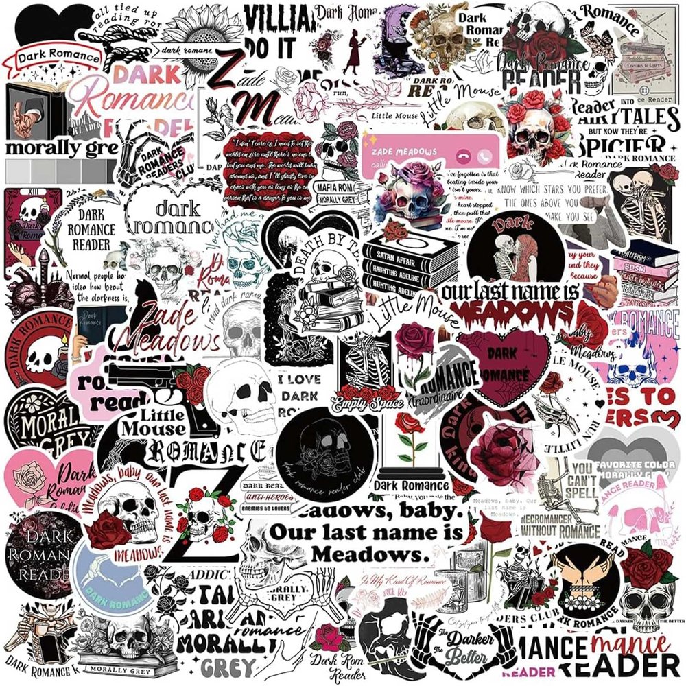 104 PCS Dark Romance Stickers, Booktok Reading Bookish Sticker for IPAD, Laptop, Ebook Readers Clear Case, Vinyl Sticker Pack for Adults, Book Lovers