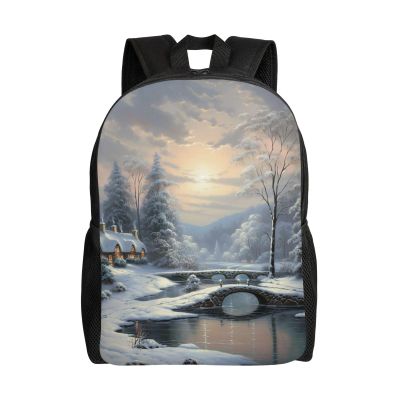 DJUETRUI Backpack for Men Women Lightweight Travel Backpack Winter Snow Scene Carry On Backpack Laptop Backpack Casual Daypack
