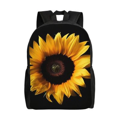 DJUETRUI Backpack for Men Women Lightweight Travel Backpack Sunflower on Black Background Carry On Backpack Laptop Backpack Casual Daypack