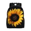 DJUETRUI Backpack for Men Women Lightweight Travel Backpack Sunflower on Black Background Carry On Backpack Laptop Backpack Casual Daypack view 1