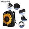 DJUETRUI Backpack for Men Women Lightweight Travel Backpack Sunflower on Black Background Carry On Backpack Laptop Backpack Casual Daypack view 3