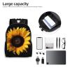 DJUETRUI Backpack for Men Women Lightweight Travel Backpack Sunflower on Black Background Carry On Backpack Laptop Backpack Casual Daypack view 4