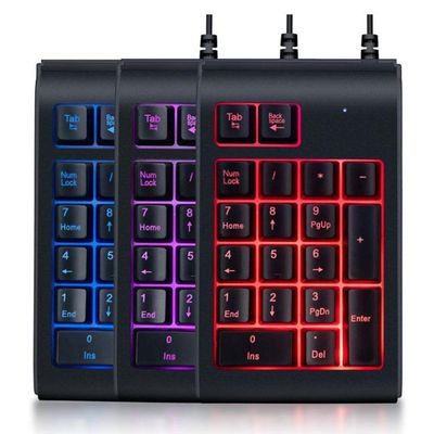 BONKZEBU Backlit Keypad USB Wired Numeric Keyboard Mechanical Feel Tricolor Breathing Black (Black)
