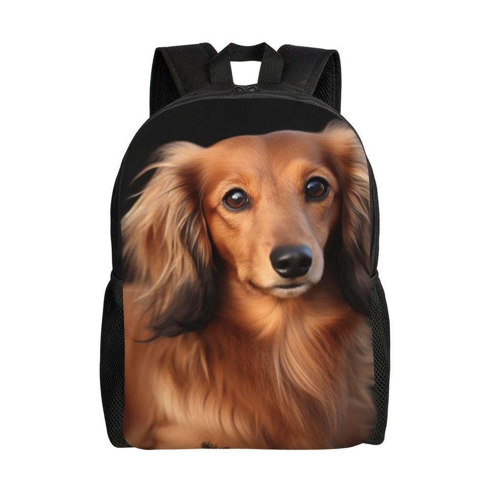 DJUETRUI Backpack for Men Women Lightweight Travel Backpack Long haired Dachshund Carry On Backpack Laptop Backpack Casual Daypack