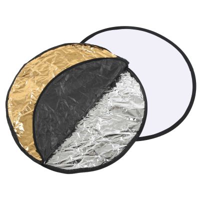 5 in 1 Collapsible Photography Reflector with Storage - Soft, Gold, Silver, White, Black Reflectors for Studio and Live Broadcast (110cm)