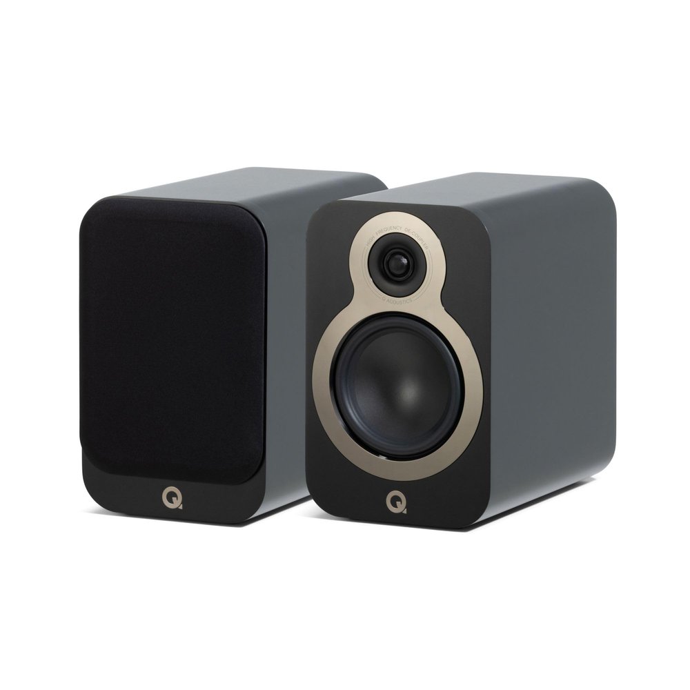 Q Acoustics 3020c Bookshelf Speakers Pair Satin Black - 2-Way Reflex Enclosure Type, 4.75" Bass Driver, 0.9" Tweeter - Stereo Speakers/Passive Speakers for Home Theater Sound System