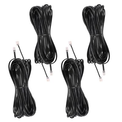 Jozzai 15FT - 4Pack RJ12 Phone Cable 6P6C, Black, Male to Male Straight Wired for Both Data and Voice Signal Transmission for Telephone Cord, Fax, DSL Modem, Printer, Radio