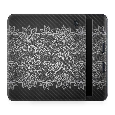 Carbon Fiber E-Reader Skin Compatible with Kobo Libra Colour (2024) - Floral Lace - Premium 3M Vinyl Protective Wrap Decal Cover - Easy to Apply | Crafted in The USA by MightySkins