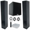 Rockville Bundle: High-Res WiFi Streaming Silver Home Audio Amplifier Receiver Bundle with (2) RockTower 64B Tower Speaker, Powered Sub, (2) BN20 20' Cable, 25' Ft Cable (7 Items) view 1