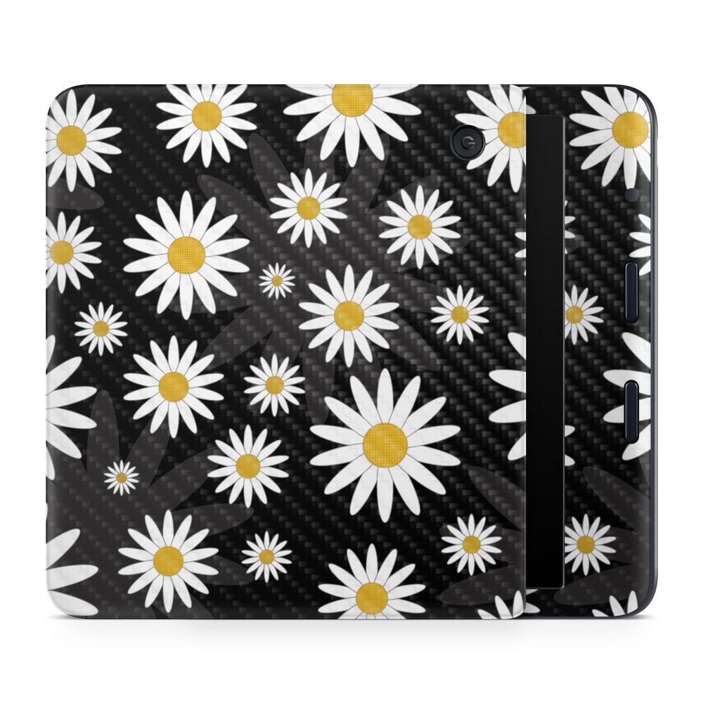 Carbon Fiber E-Reader Skin Compatible with Kobo Libra Colour (2024) - Daisies - Premium 3M Vinyl Protective Wrap Decal Cover - Easy to Apply | Crafted in The USA by MightySkins